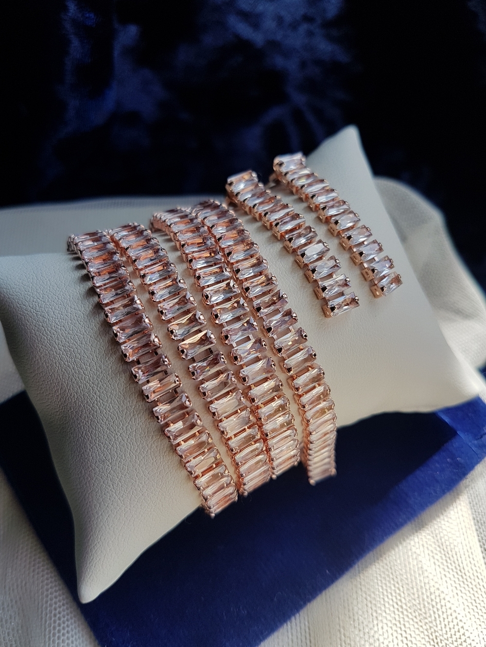 Swarovski Elements Rose Gold Plated Baguette Tennis Bracelet NEW